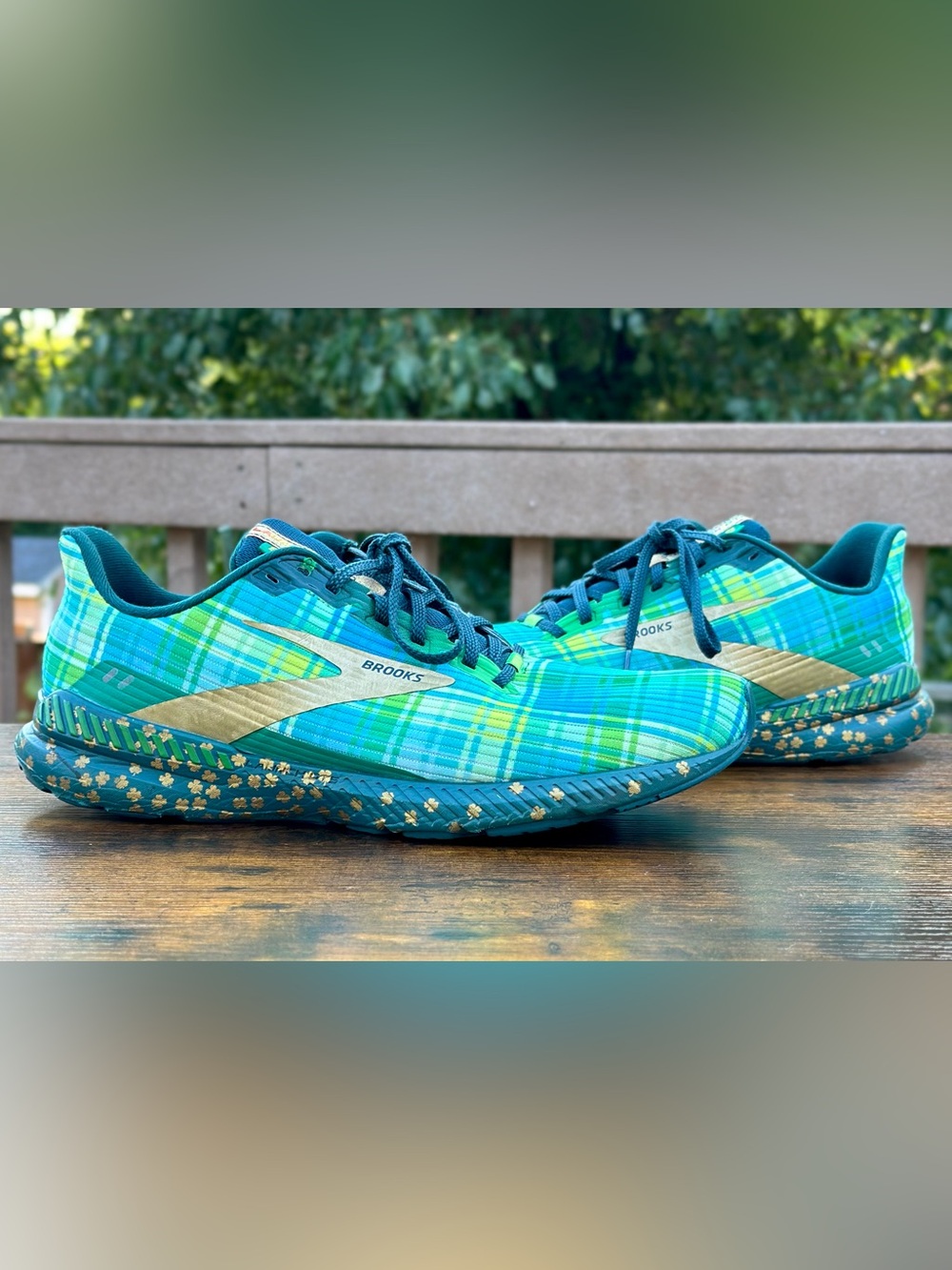 Brooks Launch GTS 8 Run Lucky St. Patrick’s Day Plaid Running Shoes Mens 12.5